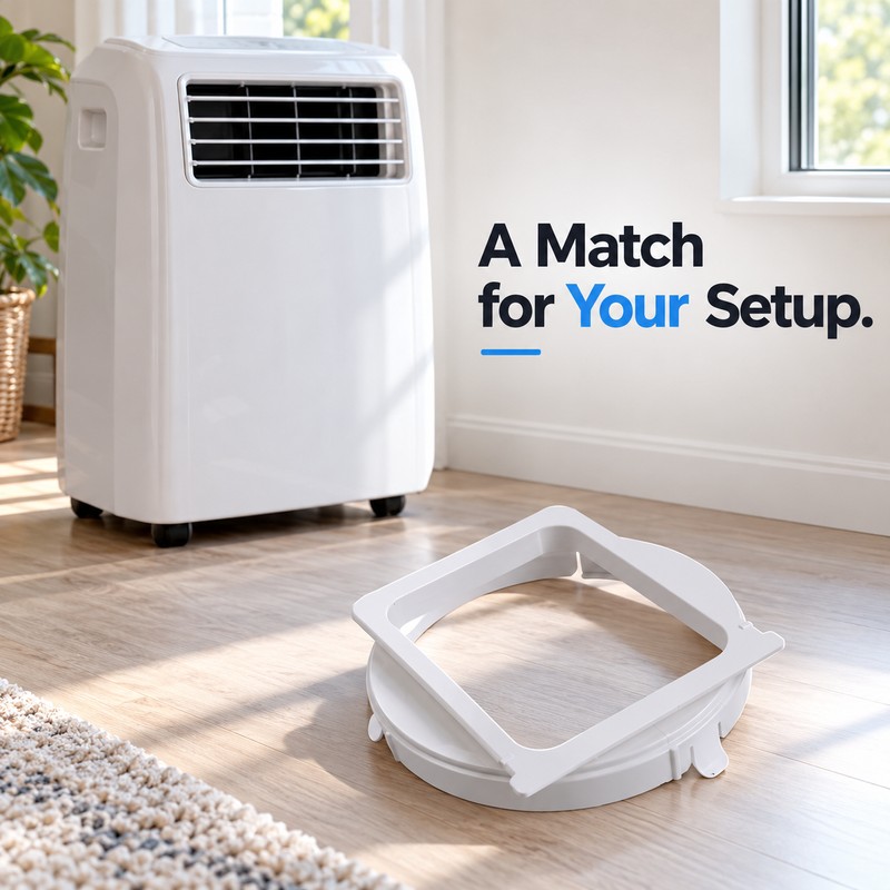 Portable Air Conditioner Exhaust Hose Adapter – White Square-to-Round Connector