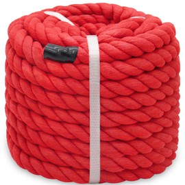 BONSINY Red Rope 1 inch x 100 feet - Thick Cotton Rope for Swing Hanging Landscaping Tug of War