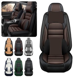 Iceleather Luxury Car Seat Covers for Lincoln Blackwood 2002,Waterproof Soft Breathable PU Leather Seat Cover with Storage Pockets(Black&Coffee,Front Set with Pillow)