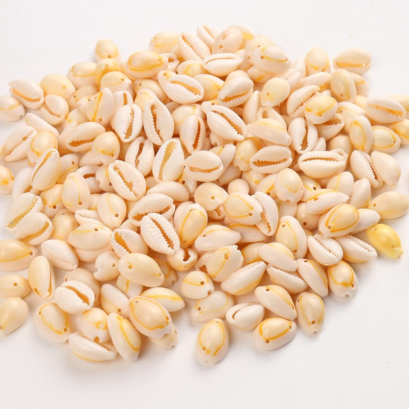 HERZWILD Natural Cowrie Shell Beads 200pcs Oval Spiral Shell Beads