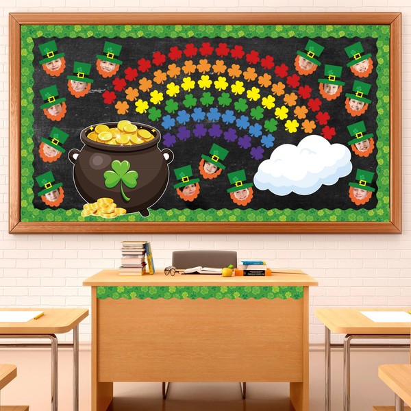 FYSUIMU 120Pcs St. Patrick's Day Shamrock Bulletin Board Decoration Set