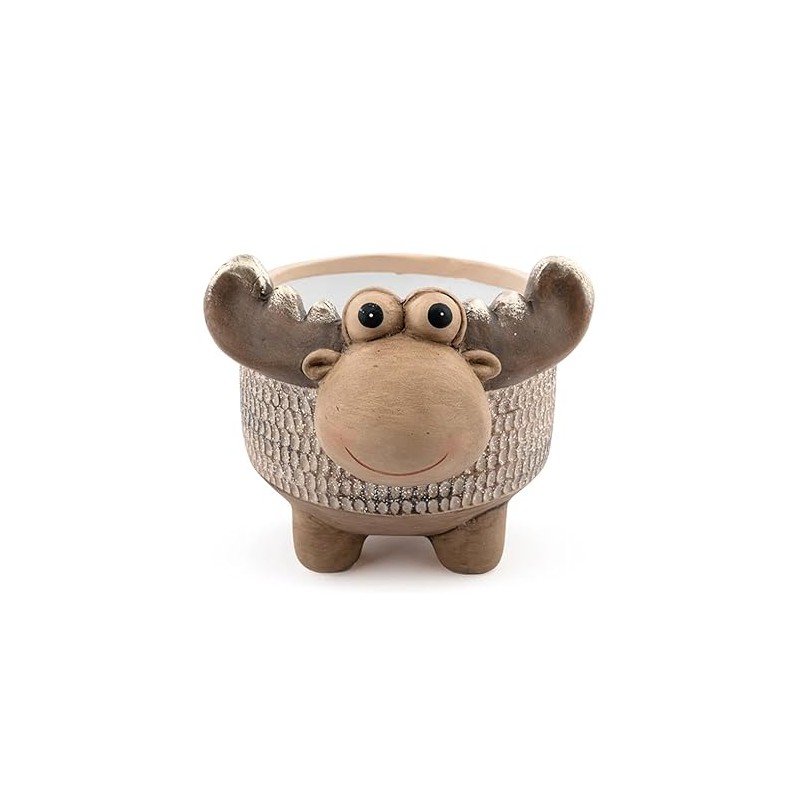 Napco 52857 Happy Moose Brown 5.25 x 4.5 Inches Ceramic