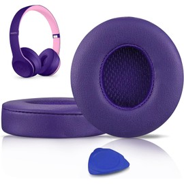 SoloWIT Earpads Cushions Replacement for Beats Solo 2 & Solo 3 Wireless On-Ear Headphones, Ear Pads with Soft Protein Leather, Added Thickness - (Pop Purple)