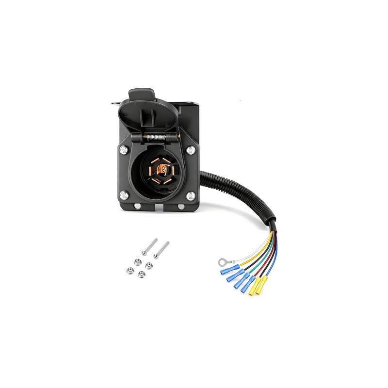 7 Way RV Trailer Light Connector Socket 7 Pin Wire