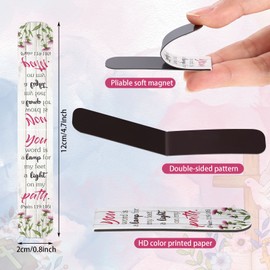 Zonon 48 Pcs Bible Verse Magnetic Bookmarks, Inspirational Scripture Christian Book Markers Religious Motivational Encouragement Flower Page Clips Presents for School Supplies (Floral Style)