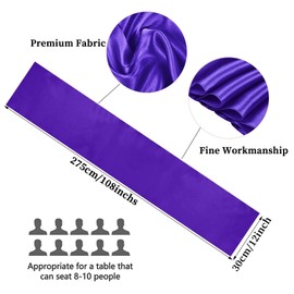 10-Pack Purple 12 x 108 inches Long Premium Satin Table Runner for Wedding, Decorations for Birthday Parties, Banquets, Graduations, Engagements, Table Runners fit Rectange and Round Table