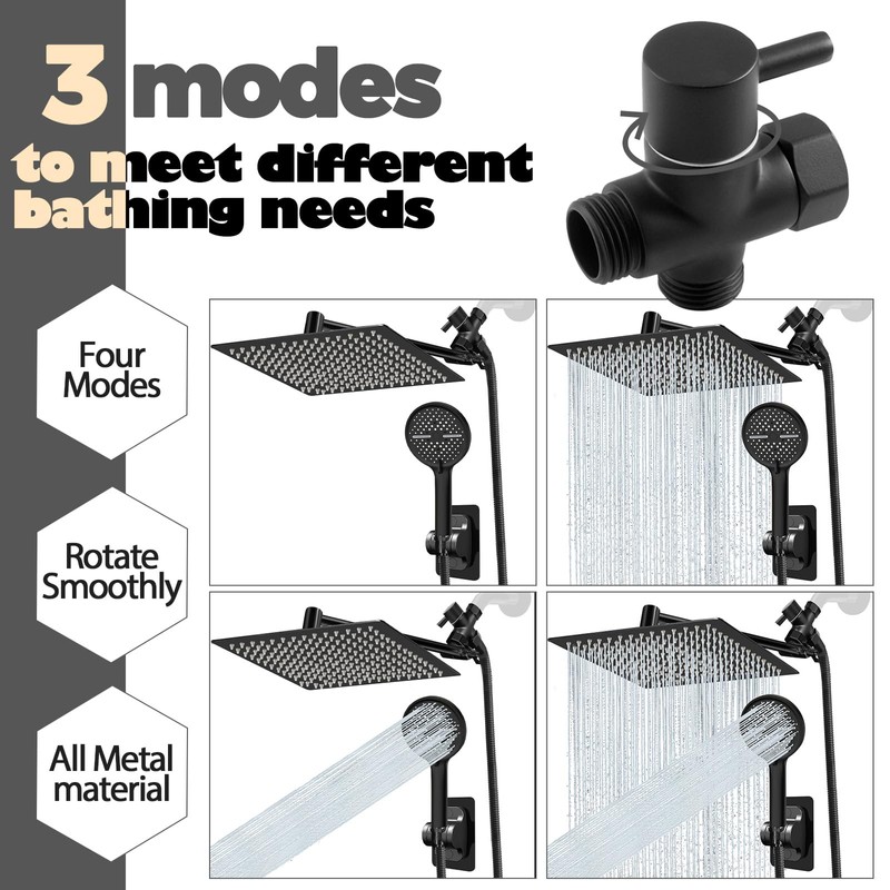 12 Inch Shower Head,High Pressure Rainfall Shower Head Combo with