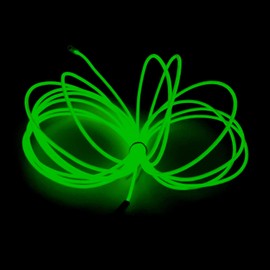 MaxLax EL Wire Green, 16.4 pies/5 m, tira de luz de neón portátil, tira de luz de neón cortable 360° para fiestas, Halloween, decoración de bricolaje