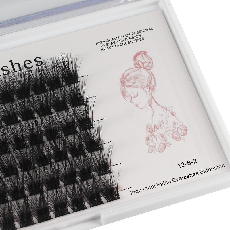 Bodermincer 72pcs 3D Effect Glue Bonded Mink Super Cluster Eyelash