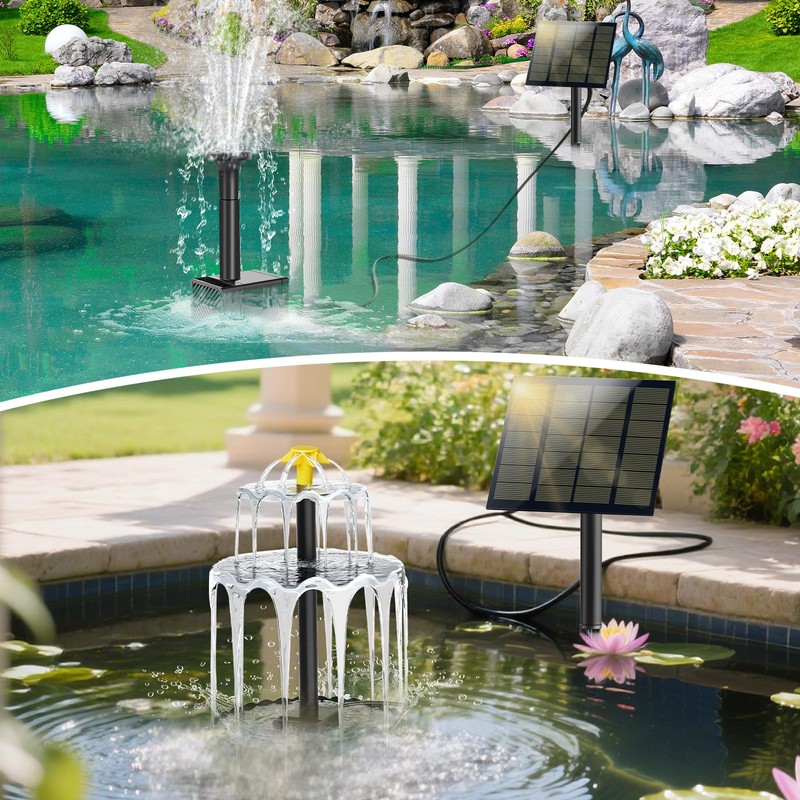 Solar Water Fountain for Bird Bath Upgrade Solar Panel Adjustable