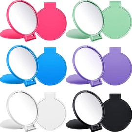 Jetec Compact Mirrors Bulk Gifts Mini Round Folding Mirrors Portable Pocket Mirror Small Makeup Mirror Vintage Travel Mirror for Women(Classic Colors,6 Pieces)