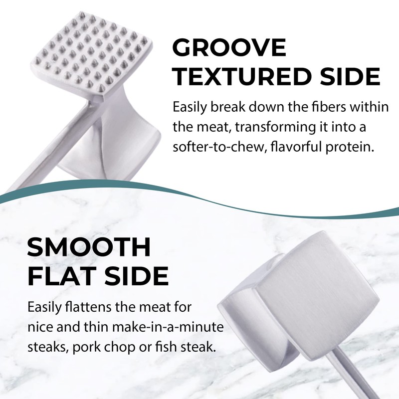 KITEXPERT Meat Tenderizer Hammer with Comfortable-Grip Handle, Dual-side Mallet for