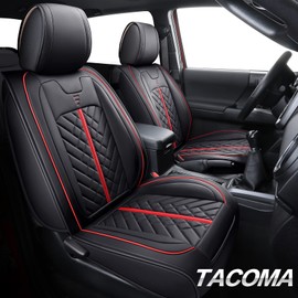 Tomatoman Tacoma Seat Covers Compatible with Toyota Tacoma 2005-2023 2024 2025 2026 Access Crew Double Cab Truck TRD Pro Trail Edition Limited SR5 Offroad Car Cushions (2 PCS Front/Black-Red)