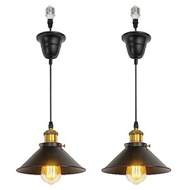 KAYYELAMP 2 Pcs Ceiling Lights Conversion Pendant Light E26 Base Connections Adjusted Wire Length Cone Metal Lampshade Vintage Design Conversion Kit for E26 Ceiling Lamp Fixtures