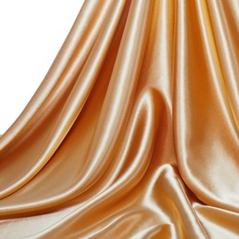 Gold Satin Fabric by The Yard, 55 Inches Wide Shiny and Soft Silk Satin Cloth Fabric for Sewing, Wedding Bridal Dress, Decorations, DIY Crafts, 5 Yards, Gold