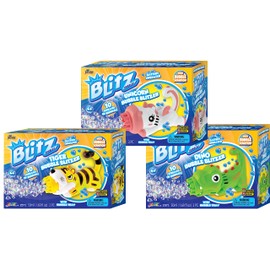 JA-RU Blitz Dinosaur, Unicorn, & Tiger Bubble Blower (3 Toys) w/Bubble Soap Solution. Automatic Blaster Bubble Gun. Bubble Machine for Kids Birthday & Wedding Party. ABC-1571-3s