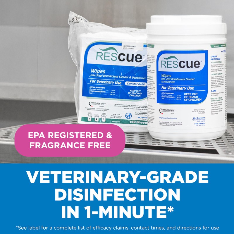 REScue One-Step Disinfectant Cleaner & Deodorizer Wipes for Vet Use