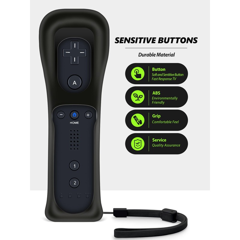 (Black) Remote Controller with Motion Plus for Wii/WII U, 2