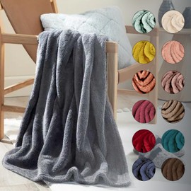 English Home Soft Flannel Fleece Blanket, Warm Throw Blanket, Cosy Soft Fluffy Plush Warm Sofa Throw Blanket Perfect Cover for Large Sofas Beds, Washable Cosy Travel Blanket 120x170 cm, Anthracite