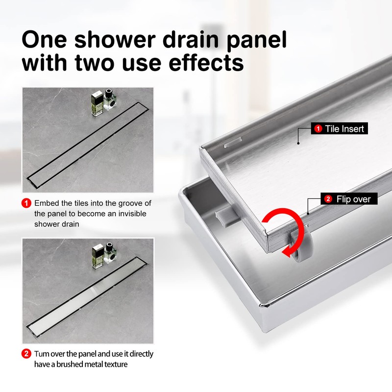 SaniteModar Linear Shower Drain 32 inch Tiled Insert 2 in