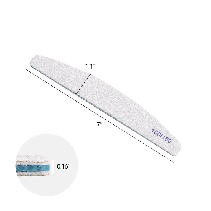 25 Pcs Nail Files 100/180 Grit Double Sides Washable Fingernail
