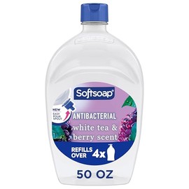 Softsoap Repuesto de jabón líquido antibacteriano para manos, jabón de manos perfumado de té blanco y bayas, 50 onzas (el embalaje puede variar)