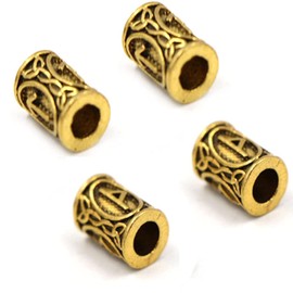 Pack of 24 Viking Beard Beads, Viking Beard Jewellery, Viking Bead, Rune Bead, for Editing Hairstyles, Beards and Decorating Hair (Golden)