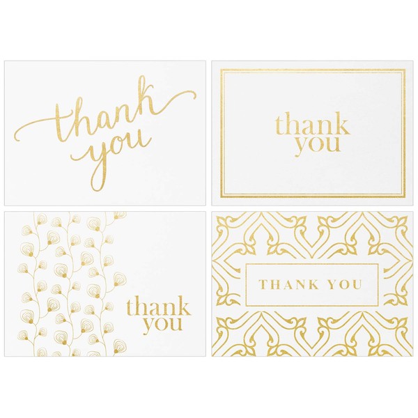 Spark Ink 100 Thank You Cards Bulk with Envelopes - Thank You Cards Wedding & Graduation 2023 - Elegant Blank Thank You Cards for Small Business, Graduation, Bridal & Baby Shower, Funeral - 4x6 Size