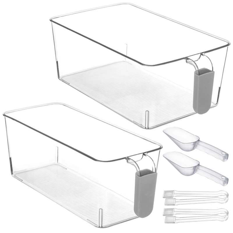 2 PCS Ice Bin with Scoop and Tong, Ice Bucket