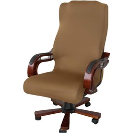 FYTXSZ Computer Office Chair Cover - Universal Fit Stretchable Washable Chair Cover Durable and Protective Armchair Slipcover for Home Office and Gaming - Coffee Brown, L