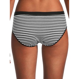 No Boundaries Women's Cotton Hipster Panties Size MEDIUM Black White Stripe