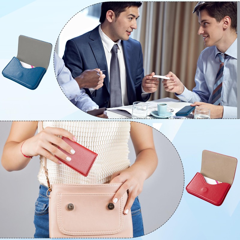 Newellsail Business Card Case PU Leather Business Card Holder Flip
