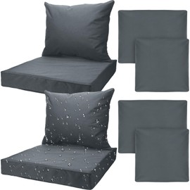 Mindsoft 2 Sets Waterproof Couch Cushion Slipcovers Backrest Outdoor Stretch Cushion Covers with Zipper(24 x 20, 24 x 24 x 4 Inch,Dark Gray)