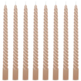 Whaline 8Pcs 10 Inch Sahara Beige Spiral Taper Candles Dripless Twisted Wax Candles Long Unscented Candlesticks for Wedding Holiday Celebration Home Party Dining Table Supplies