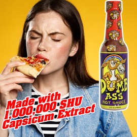 Dumb ASS Habanero Hot Sauce – 5 oz. – Funny Hot Sauce, Perfect Gourmet Hot Sauce for Chicken Wings - Try if you dare!