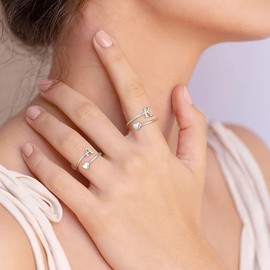 Initial Rings for Teen Girls Women, Heart Initial Ring Adjustable Silver Rings for Women Girls Cute Dainty Letter A Heart Ring Jewelry Birthday Gifts for Daughter Mom Sister Wife Friends Grandma