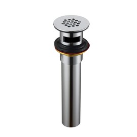 Purelux Grid Drain Strainer Assembly with Overflow for Bathroom Sink, Made of Brass Chrome Finish