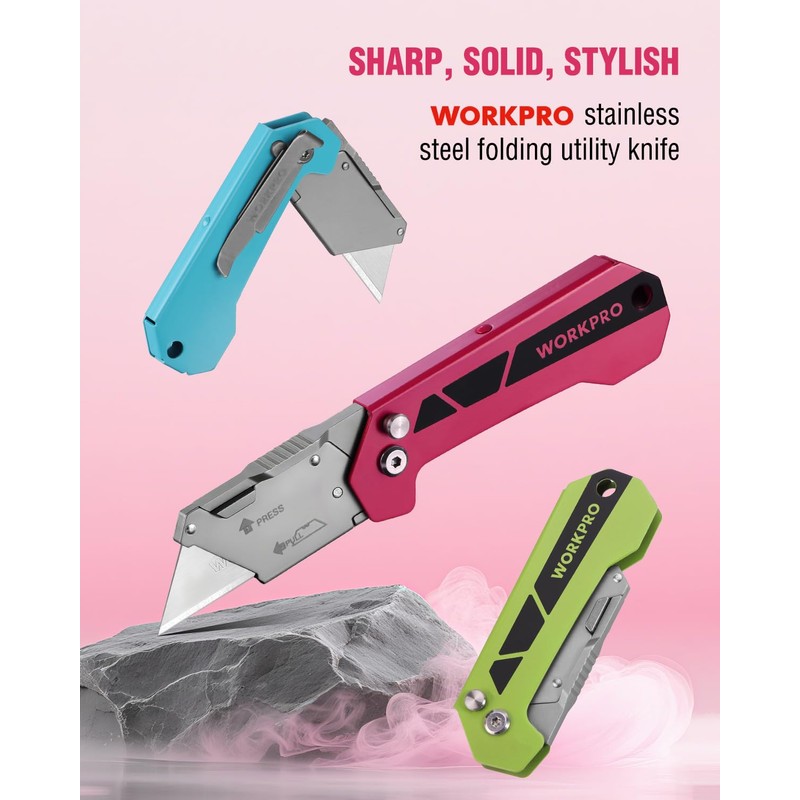 WORKPRO Box Cutter, Utility Knife Quick Change Blade Razor Knife,