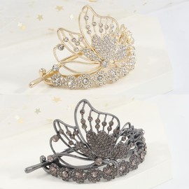 Merdia Pinzas Para El Cabello De Mariposa Para Mujer, Oro, 2 Unidades, 1 Unidad (Paquete De 1), Adulto, Elegant, Garra
