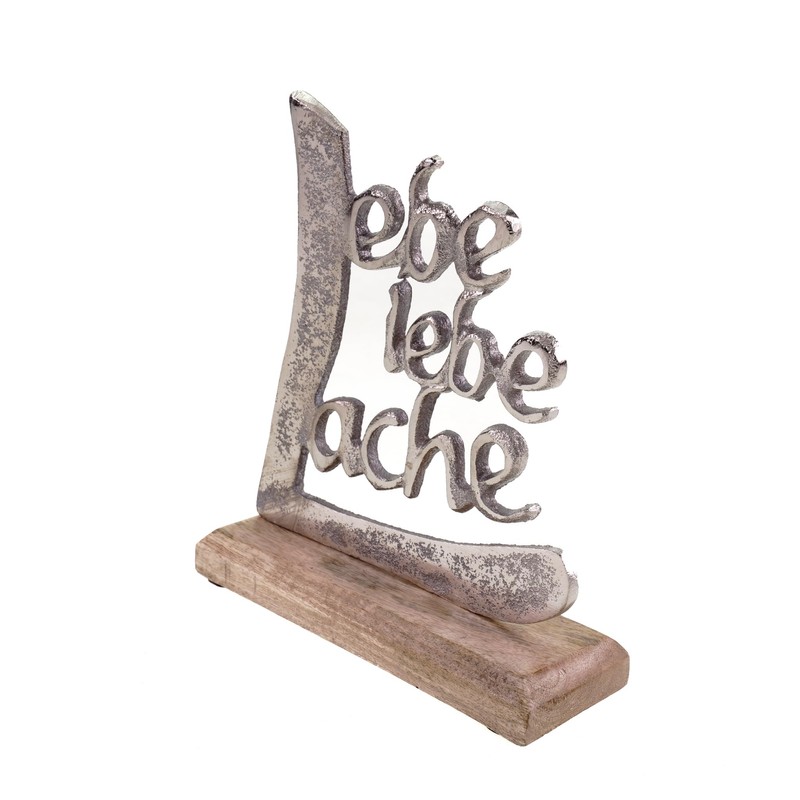 formano Lettering Lache Liebe Lebe Aluminium / Mango Wood Decorative
