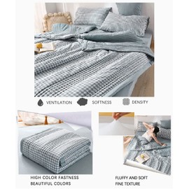 Quilted Bedspreads Coverlet Double Single Super King Size Bed Throws Bed Blue 180 * 200CM 200 * 230CM Reversible Patchwork Pattern Bedspread, Lightweight Soft Quilted Throw
