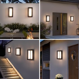 Outdoor Wall Lights Exterior/Interior LED 24W Adjustable 3-Color 2100LM IP65 Sconces Lights Waterproof Modern Outdoor Porch Lighting Fixtures Aluminum Wall Lights Compatible with Dimmers