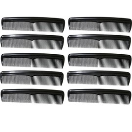 COM-FOUR® 10 x Hair Comb, Fine and Coarse Toothed Hairdressing Comb, Handy and Robust Pocket Comb (010 Pieces, Black)