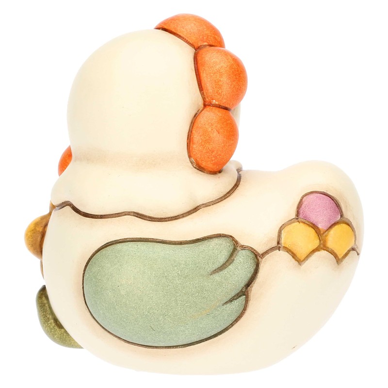 THUN, Gallina Ester con Fiore in Ceramica Decorata a Mano,