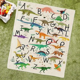 Cartoon Dinosaurs Alphabet Blanket Throw Cute Dinosaur Blanket for Boys Kids Dinosaur Gifts for Dinosaur Fans Children Baby Boy Blanket for Sofa Bedroom Living Room 30x40in For 1-5 Toddler/Puppy