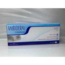 Cubre Bocas 3 Pliegos Ambiderm Azul Caja C/50 Color Azul claro Diseño de la tela Sem Desenho