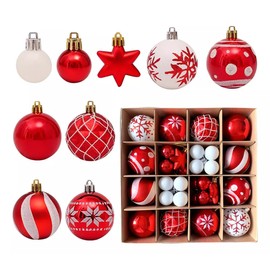 Juego de Adornos para árbol de Navidad, 42 Unidades Kit de Esferas Navideñas Decorativas Colgante para árboles de Navidad Adornos Surtidos para Pino N