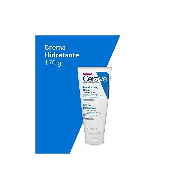 Cerave Crema Hidratante 170gr Hidrante Diario Rostro Cuerpo Piel Seca