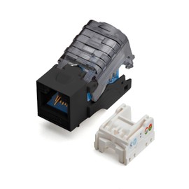 trueCABLE Cat6A Toolless Keystone Jack, Unshielded (UTP), PoE++ (4PPoE) 100W, UL Listed, ETL Verified, ANSI/TIA Certified, Modular RJ45 Female, Black, 2 Pack