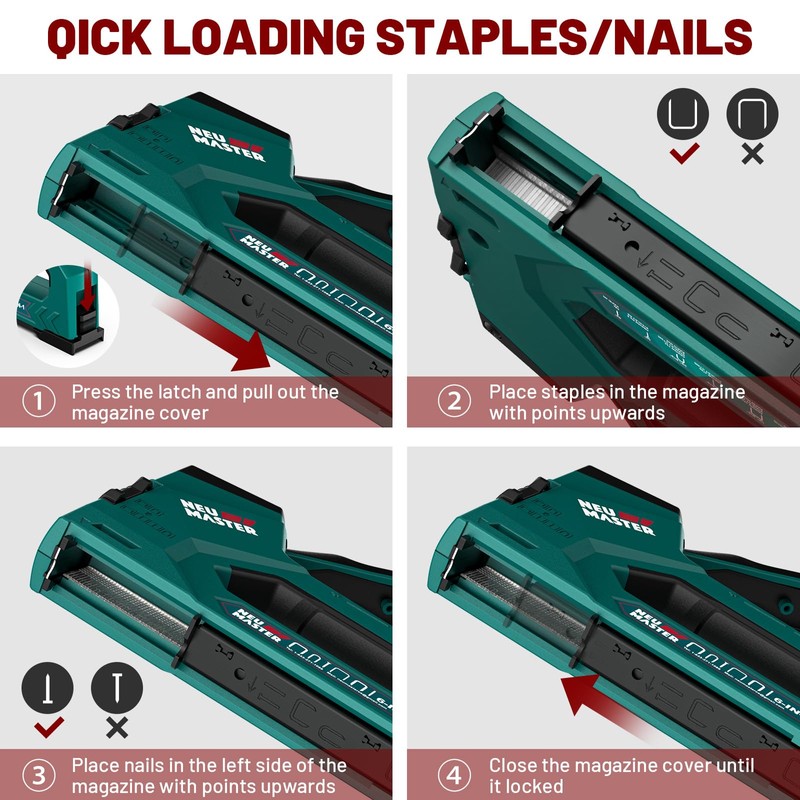NEU MASTER 6-in-1 Staple Gun, Upholstery Stapler with 4000 Counts